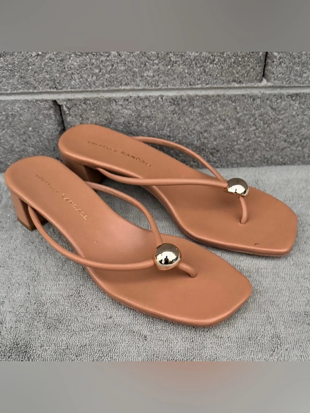 LOEFFLER RANDA Odessa Dune Leather Heeled Sandal SIZE 6.5